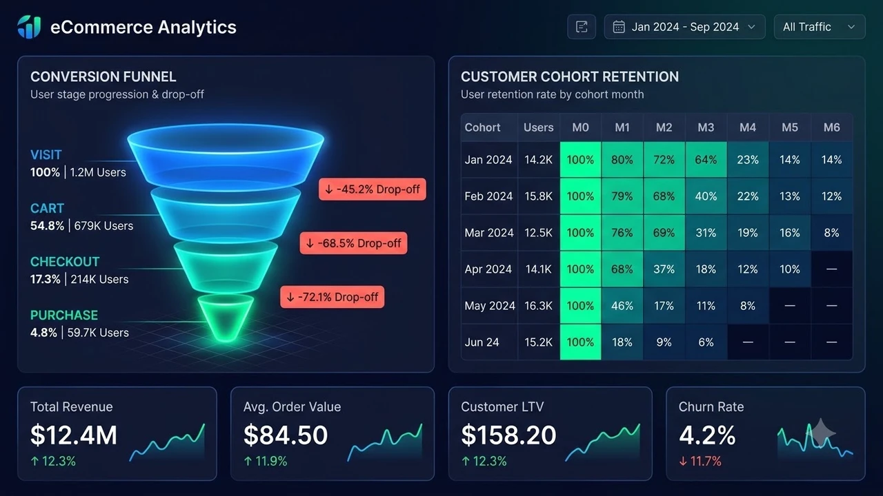 이커머스 매출 증대를 위한 코호트(Cohort) & 퍼널(Funnel) 데이터 분석